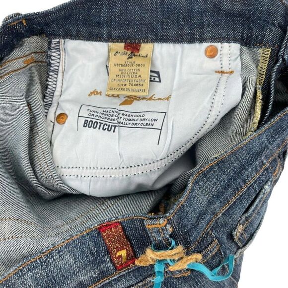 7FAMK Bootcut Blue Jeans Swarovski Crystal Pocket Womens Size 29 Designer Denim - Picture 7 of 7